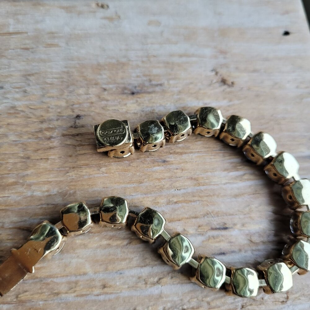 Coach Vintage Pave Swarovski Crystal Strand Gold Plated Cupchain Bangle Bracelet - Picture 5 of 6